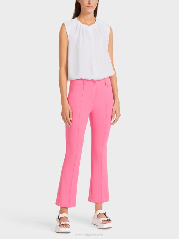 pantaloni clasici cu cute presate Marc Cain roz aprins îmbrăcăminte 4826HH703