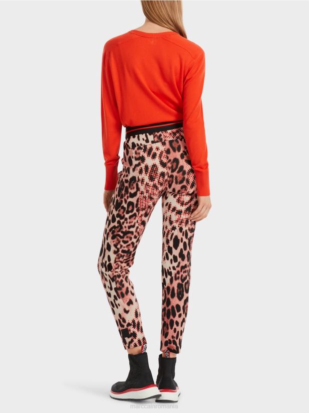 pantaloni creion sofia cu imprimeu leu Marc Cain campari îmbrăcăminte 4826HH534