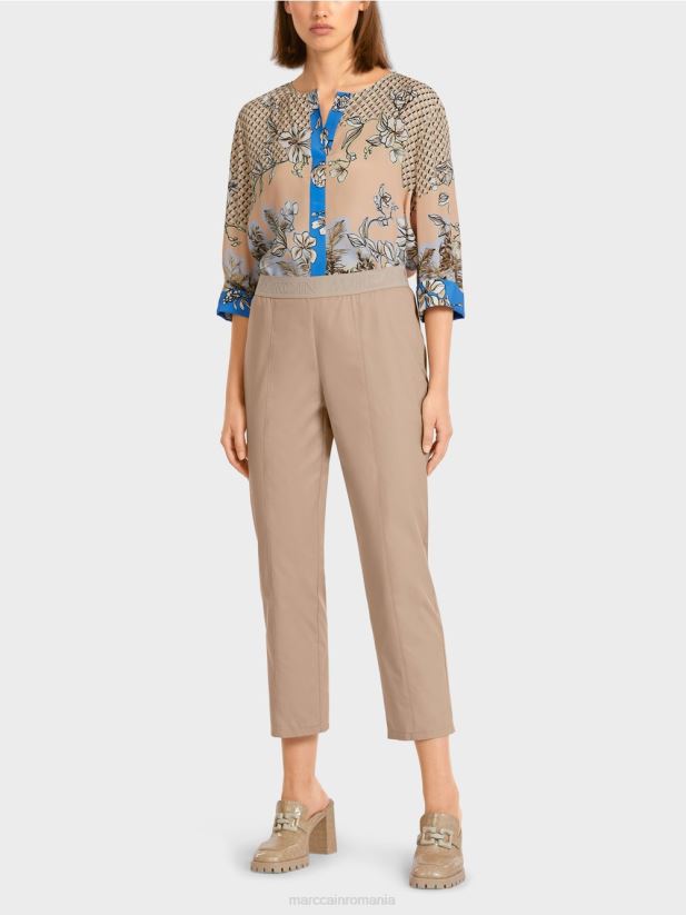 pantaloni cu bandă elastică în talie Marc Cain moale taupe îmbrăcăminte 4826HH687