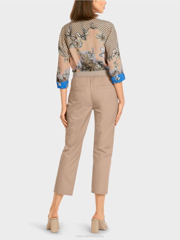 pantaloni cu bandă elastică în talie Marc Cain moale taupe îmbrăcăminte 4826HH687