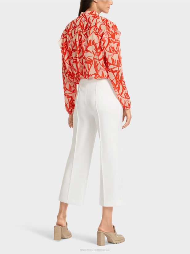 pantaloni cu cută presată cu cusătură Marc Cain aproape alb îmbrăcăminte 4826HH699