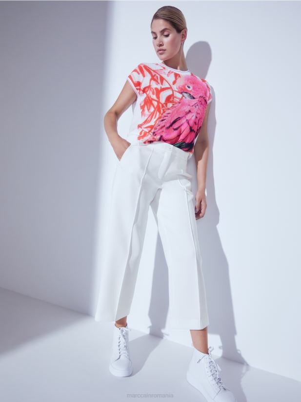 pantaloni cu cută presată cu cusătură Marc Cain aproape alb îmbrăcăminte 4826HH699