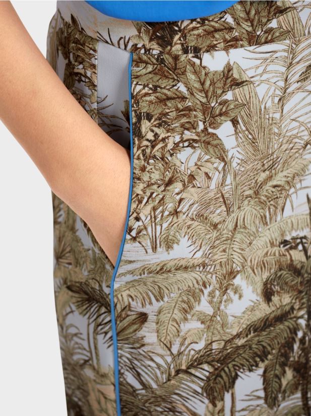 pantaloni cu design palmier Marc Cain albastru pudra deschis îmbrăcăminte 4826HH693