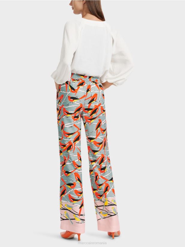 pantaloni cu design pasăre washington Marc Cain albastru închis la cer îmbrăcăminte 4826HH580