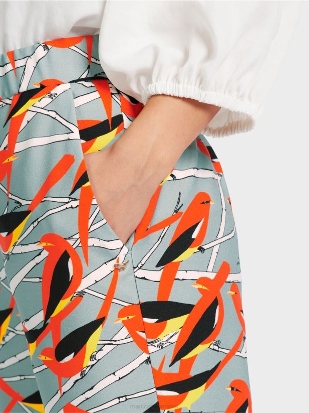 pantaloni cu design pasăre washington Marc Cain albastru închis la cer îmbrăcăminte 4826HH580