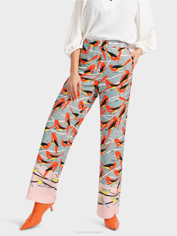 pantaloni cu design pasăre washington Marc Cain albastru închis la cer îmbrăcăminte 4826HH580