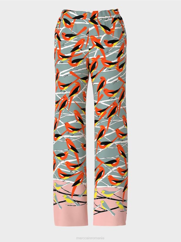 pantaloni cu design pasăre washington Marc Cain albastru închis la cer îmbrăcăminte 4826HH580