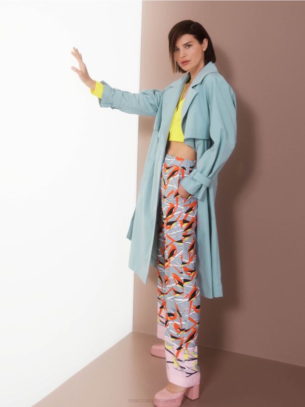 pantaloni cu design pasăre washington Marc Cain albastru închis la cer îmbrăcăminte 4826HH580