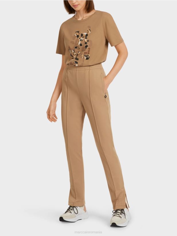pantaloni cu fante laterale Marc Cain cafea ușoară îmbrăcăminte 4826HH710
