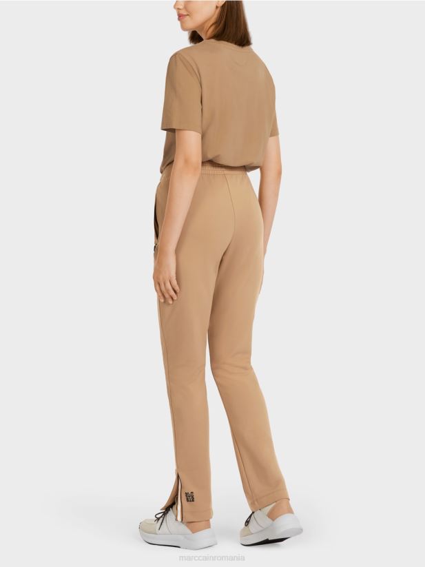 pantaloni cu fante laterale Marc Cain cafea ușoară îmbrăcăminte 4826HH710