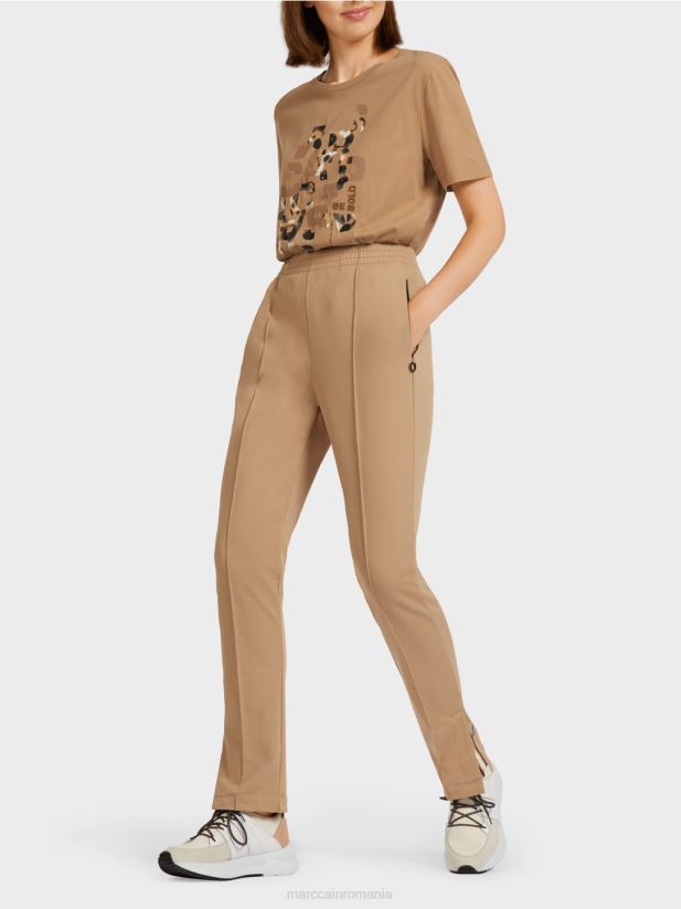 pantaloni cu fante laterale Marc Cain cafea ușoară îmbrăcăminte 4826HH710