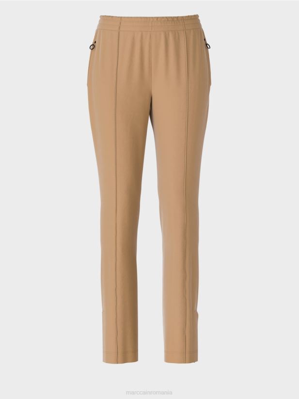 pantaloni cu fante laterale Marc Cain cafea ușoară îmbrăcăminte 4826HH710
