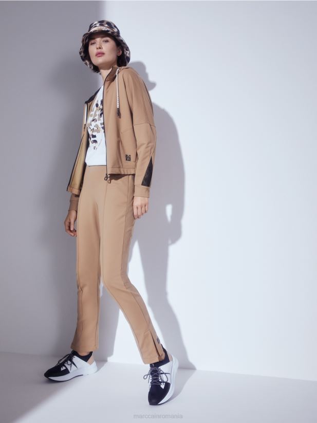 pantaloni cu fante laterale Marc Cain cafea ușoară îmbrăcăminte 4826HH710