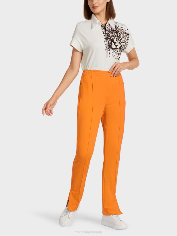 pantaloni cu fante laterale Marc Cain portocaliu deschis îmbrăcăminte 4826HH712