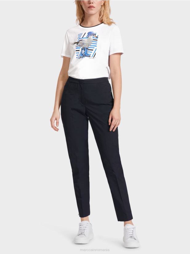 pantaloni cu fermoar tiv Marc Cain albastru miezul nopții îmbrăcăminte 4826HH597