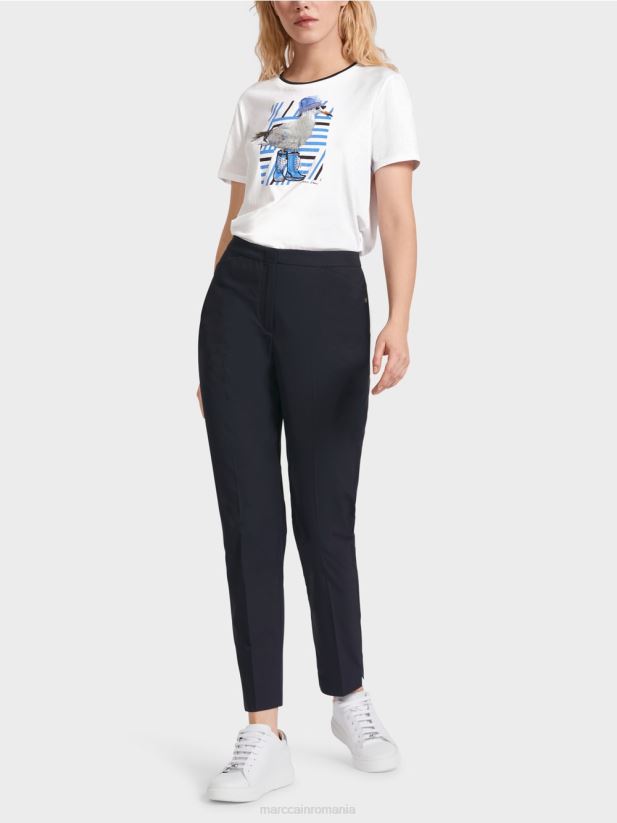 pantaloni cu fermoar tiv Marc Cain albastru miezul nopții îmbrăcăminte 4826HH597