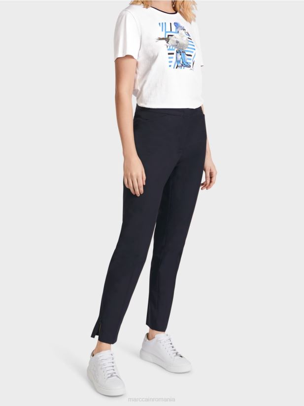 pantaloni cu fermoar tiv Marc Cain albastru miezul nopții îmbrăcăminte 4826HH597