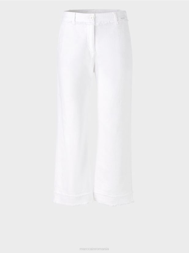 pantaloni cu franjuri în aspect de in Marc Cain alb îmbrăcăminte 4826HH619