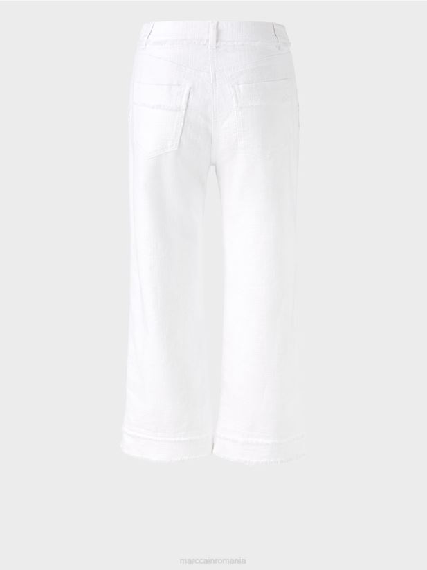 pantaloni cu franjuri în aspect de in Marc Cain alb îmbrăcăminte 4826HH619
