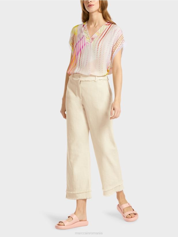 pantaloni cu franjuri în aspect de in Marc Cain lenjerie moale îmbrăcăminte 4826HH617