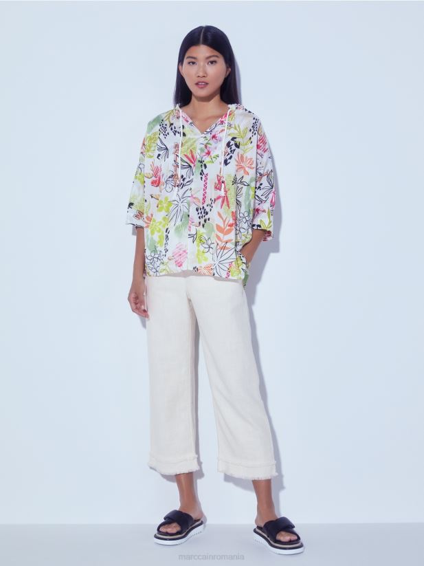 pantaloni cu franjuri în aspect de in Marc Cain lenjerie moale îmbrăcăminte 4826HH617