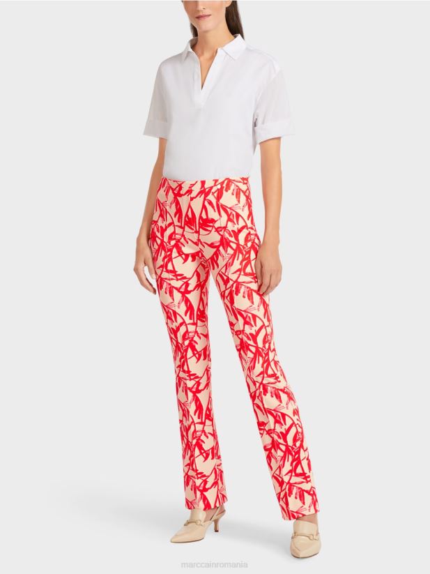 pantaloni cu imprimeu floral Marc Cain bronz strălucitor îmbrăcăminte 4826HH702