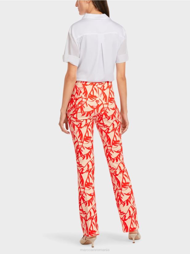 pantaloni cu imprimeu floral Marc Cain bronz strălucitor îmbrăcăminte 4826HH702