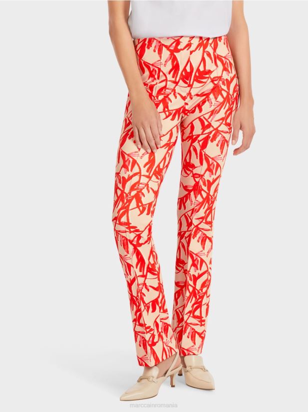 pantaloni cu imprimeu floral Marc Cain bronz strălucitor îmbrăcăminte 4826HH702