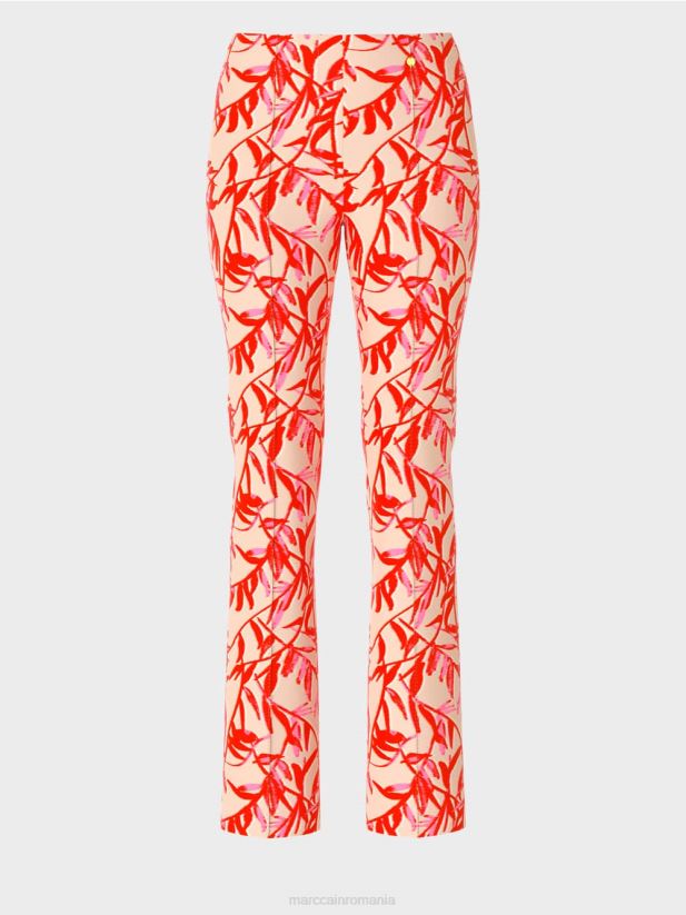 pantaloni cu imprimeu floral Marc Cain bronz strălucitor îmbrăcăminte 4826HH702