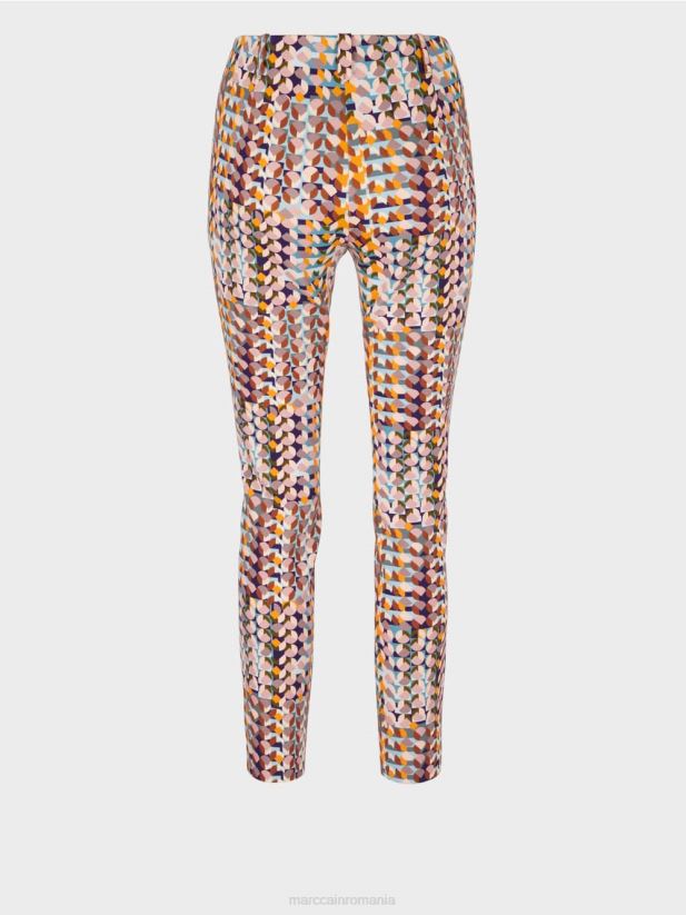pantaloni cu imprimeu retro Marc Cain purpuriu regal îmbrăcăminte 4826HH736