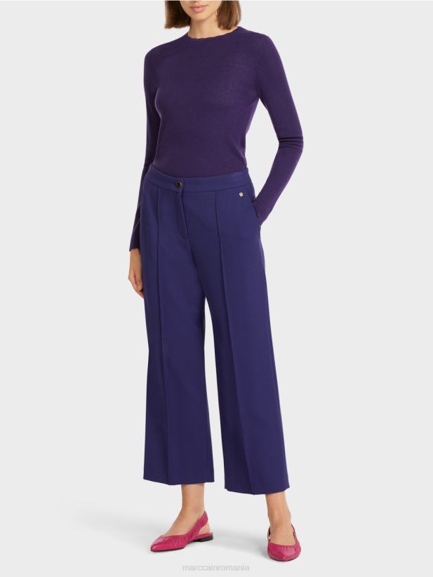 pantaloni cu picior lat Marc Cain purpuriu regal îmbrăcăminte 4826HH731