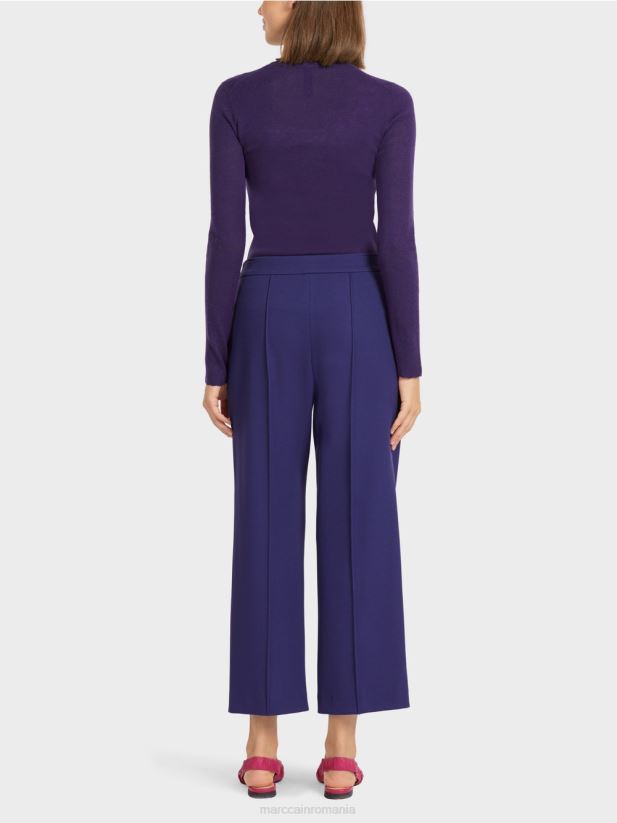 pantaloni cu picior lat Marc Cain purpuriu regal îmbrăcăminte 4826HH731