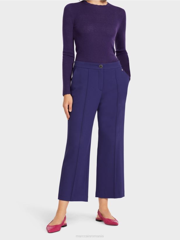 pantaloni cu picior lat Marc Cain purpuriu regal îmbrăcăminte 4826HH731