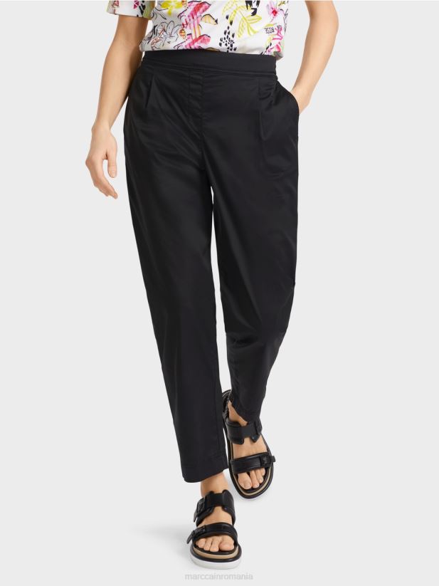 pantaloni cu pliuri și talie elastică Marc Cain negru îmbrăcăminte 4826HH627