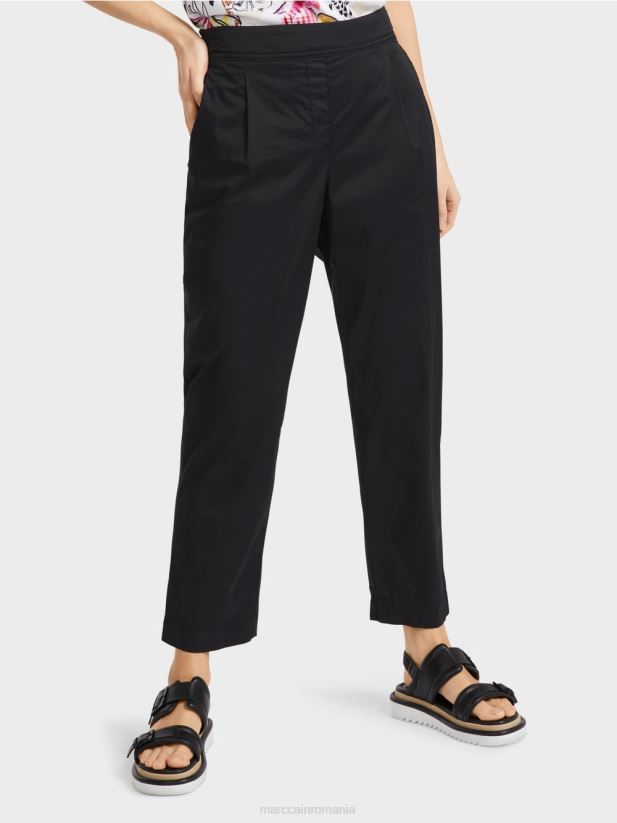 pantaloni cu pliuri și talie elastică Marc Cain negru îmbrăcăminte 4826HH627