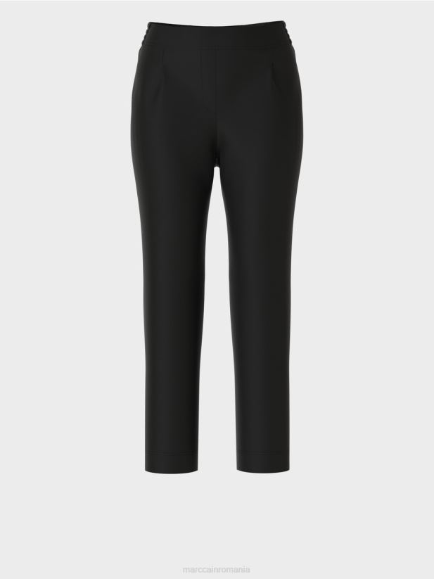 pantaloni cu pliuri și talie elastică Marc Cain negru îmbrăcăminte 4826HH627