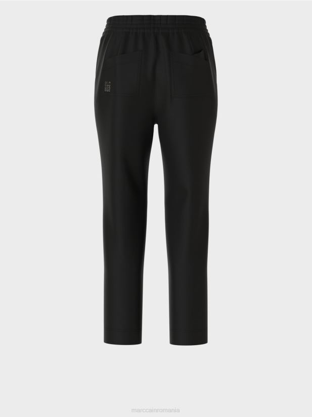 pantaloni cu pliuri și talie elastică Marc Cain negru îmbrăcăminte 4826HH627