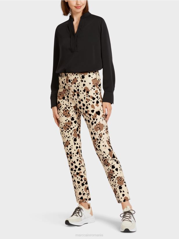 pantaloni cu un design de leopard în formă de inimă Marc Cain cremă îmbrăcăminte 4826HH721