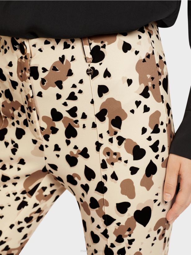 pantaloni cu un design de leopard în formă de inimă Marc Cain cremă îmbrăcăminte 4826HH721