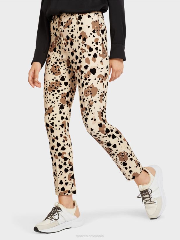 pantaloni cu un design de leopard în formă de inimă Marc Cain cremă îmbrăcăminte 4826HH721