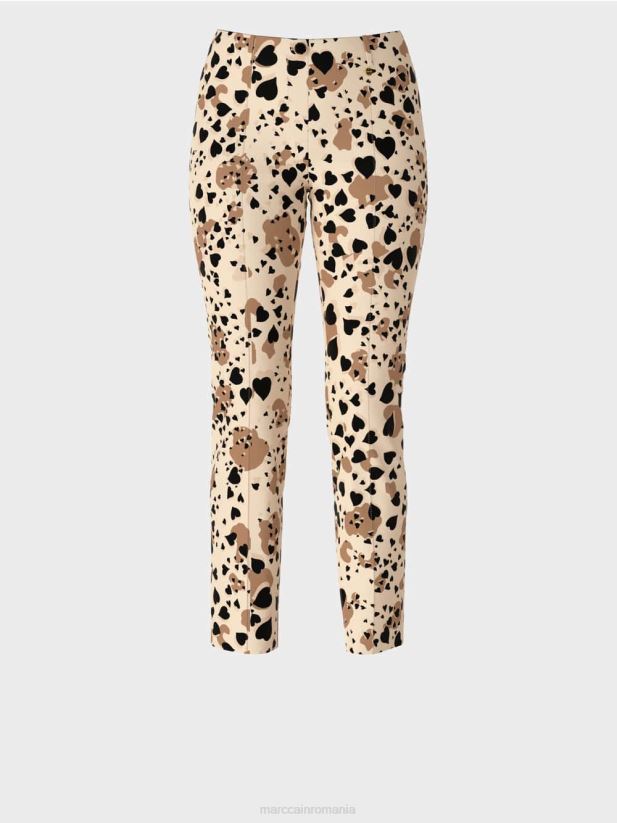 pantaloni cu un design de leopard în formă de inimă Marc Cain cremă îmbrăcăminte 4826HH721