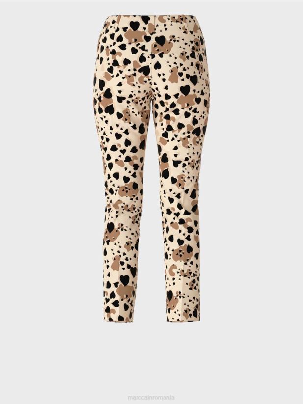pantaloni cu un design de leopard în formă de inimă Marc Cain cremă îmbrăcăminte 4826HH721