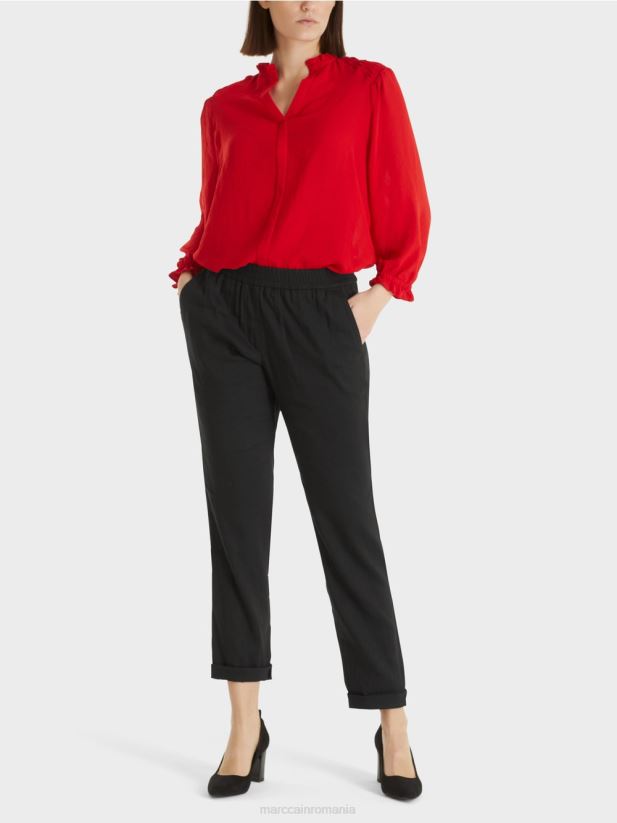 pantaloni de in cu talie jogger Marc Cain negru îmbrăcăminte 4826HH609