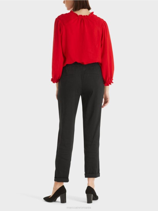 pantaloni de in cu talie jogger Marc Cain negru îmbrăcăminte 4826HH609