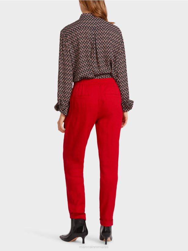 pantaloni de in cu talie jogger Marc Cain rosu intens îmbrăcăminte 4826HH613