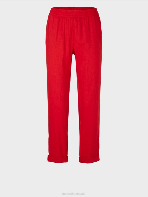 pantaloni de in cu talie jogger Marc Cain rosu intens îmbrăcăminte 4826HH613