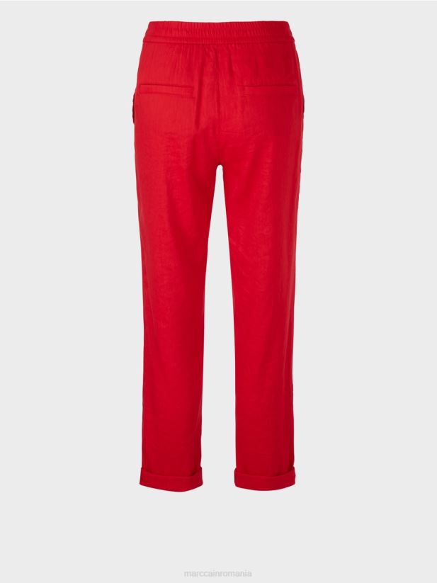 pantaloni de in cu talie jogger Marc Cain rosu intens îmbrăcăminte 4826HH613