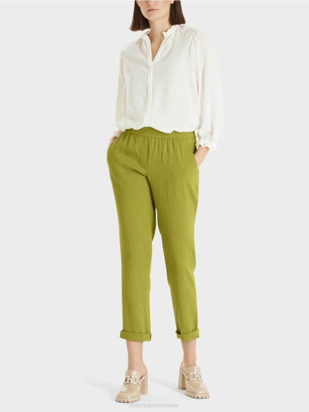 pantaloni de in cu talie jogger Marc Cain verde oliv intens îmbrăcăminte 4826HH639