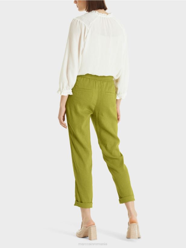 pantaloni de in cu talie jogger Marc Cain verde oliv intens îmbrăcăminte 4826HH639