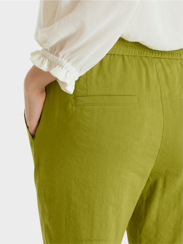 pantaloni de in cu talie jogger Marc Cain verde oliv intens îmbrăcăminte 4826HH639